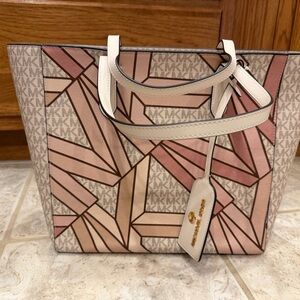 Michael Kors Pink and Cream Geometric Tote